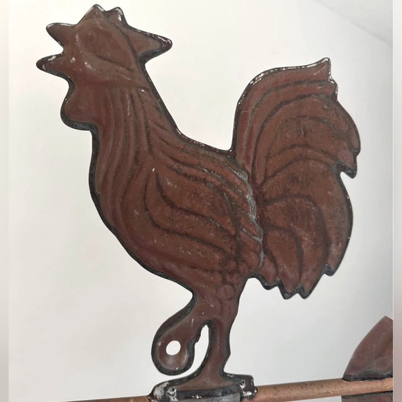 Vintage Copper Rooster Chicken Weathervane Wall Decor Country Farmhouse